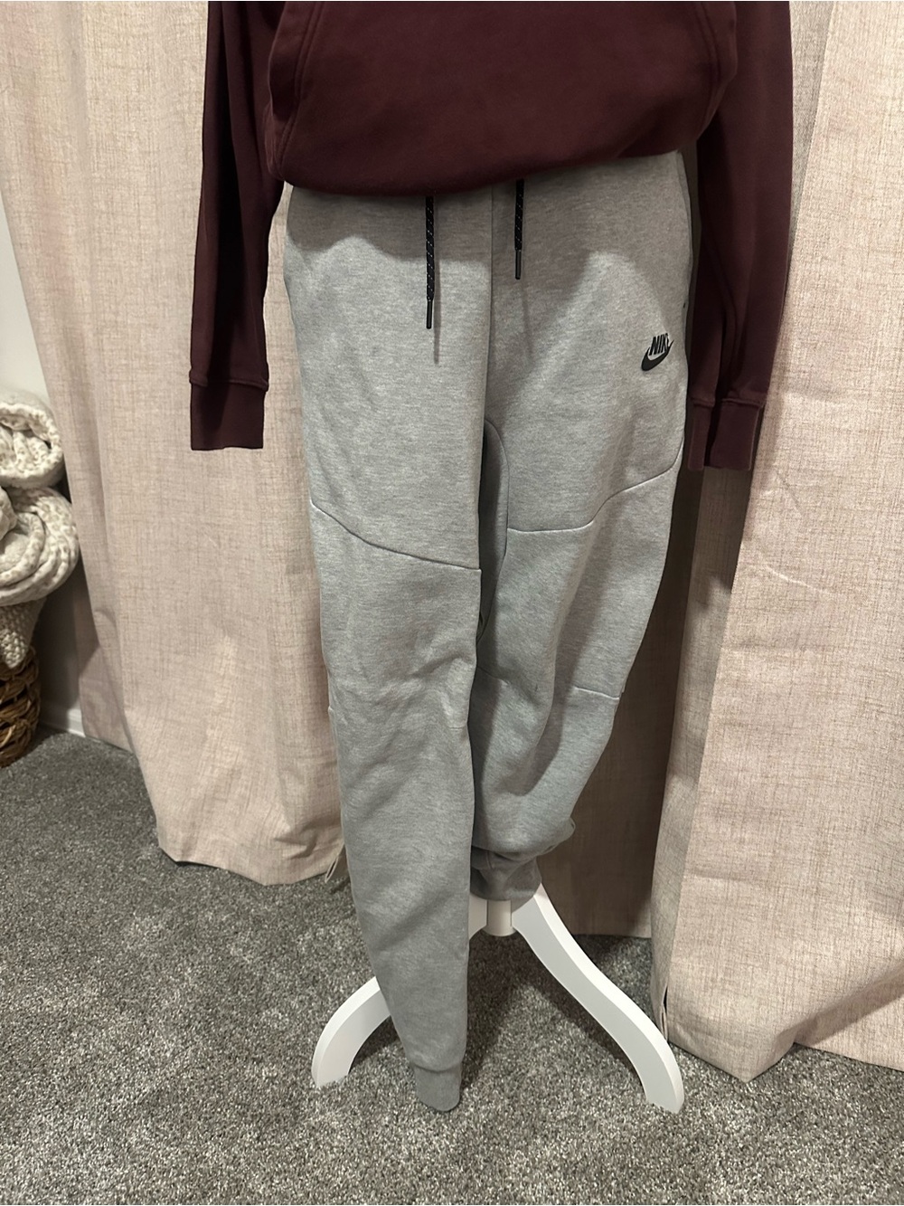 Nike Mens Grey Fleece Joggers with Black Logo